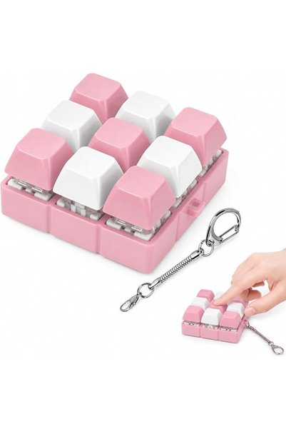 KASTWAVE Keyboard Fidget Toy, Keyboard Fidget Keychain 9-in-1 Keyboard Decomp...