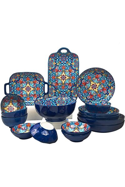 L&Wen 18Pcs Dinnerware Set, Ceramic Tableware Sets, Plates and Bowls Kit, Dis...