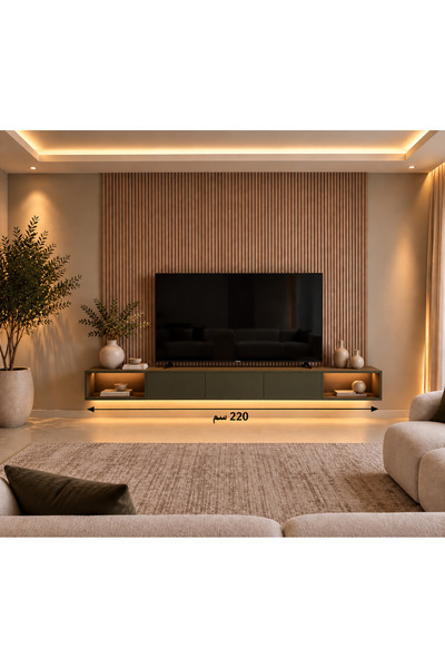Lumira Home طاولة تلفزيون ، وحدة تلفزيون أنيقة وعملية ، 220 سم مع اضاءة