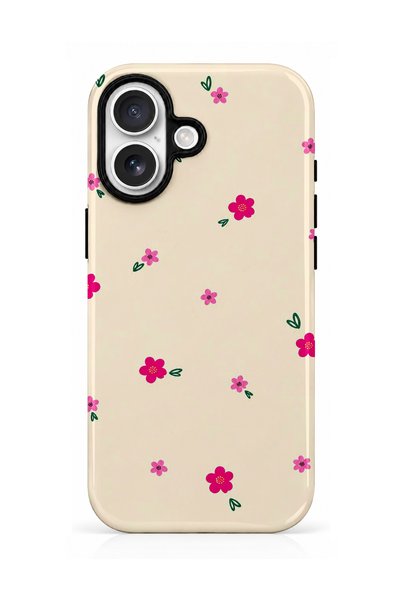 EDELFU iPhone 16 Compatible - Tiny Pink Flowers, Double Layer Cover, Glossy S...