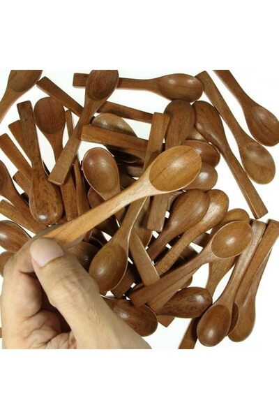 KASTWAVE 10 Pieces Small Wooden Spoons, 4 Inch Mini Condiment Scoop for Salt ...