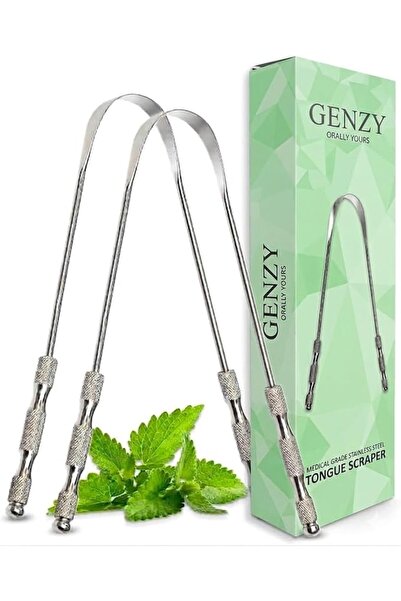 GENZY Tongue Scraper, 2 Pack, 100% Stainless Steel, Medical Grade, Tongue Cle...