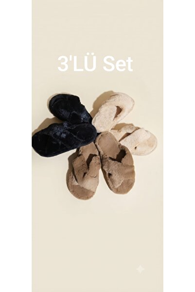 MY STİL MODA 3-Pack Women's Winter Slippers Daily Home Slippers Guest Dowry B...