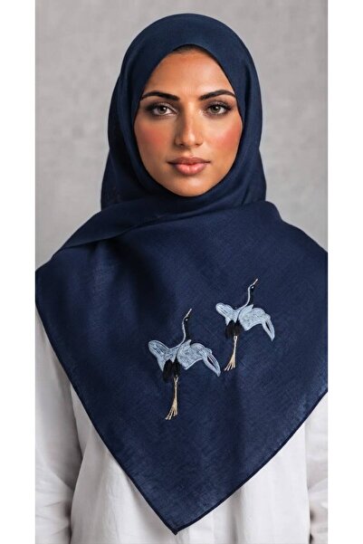 Veil Designer طرحة بوال طبقتين بتطريز طيور علي الطرفين بقماش ياباني المقاس : 60 * 190