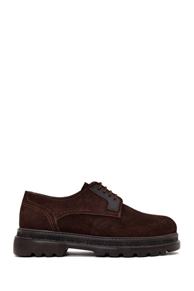 Derimod Men's Brown Lace-Up Suede Leather Casual Shoes Wm780012Ds