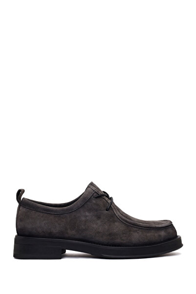 Derimod Men's Gray Lace-Up Thick-Soled Suede Leather Casual Shoes Wm680032Ds