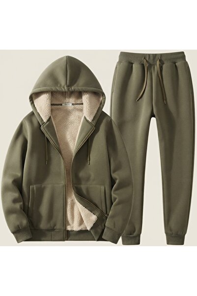 JANTIL MODA Σετ φόρμας unisex με κουκούλα και φερμουάρ – Μπλούζα με φλις επέν...