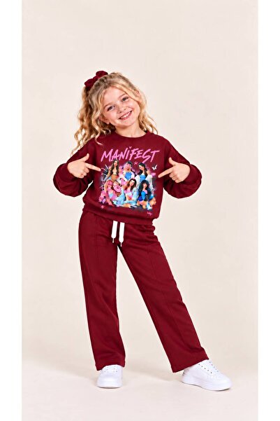 Kuzucuk Kids Bebek Çocuk Butik Kız Çocuk Manifest Baskılı 2'Lİ Takım Sweatshi...