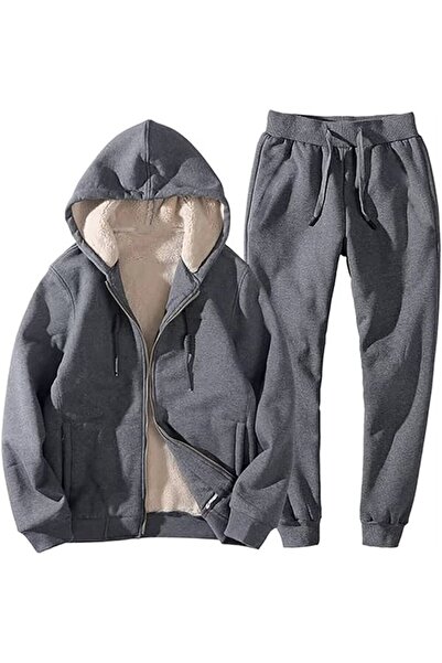 JANTIL MODA Unisex Hooded Zip-Up Tracksuit Set – Fleece-Lined Top, Relaxed Fit