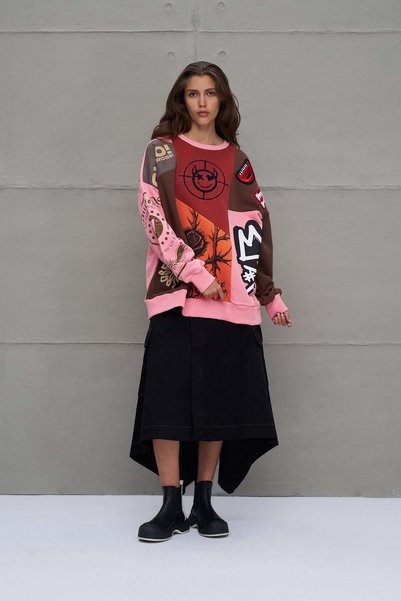 #vdr viadellerose سويت شيرت مطبوع متعدد الألوان مقاس كبير 18219