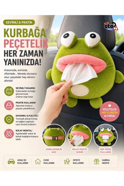 Yol Oto Moto Araç İçi Asılabilir Sevimli Hayvan Figürlü Peçetelik Islak Mendi...
