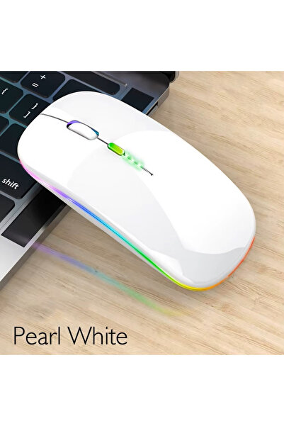 KTR TECH Şarjlı Kablosuz Sessiz Mouse Rgb Led Işıklı Ultra Slim Usb 2.4ghz Si...