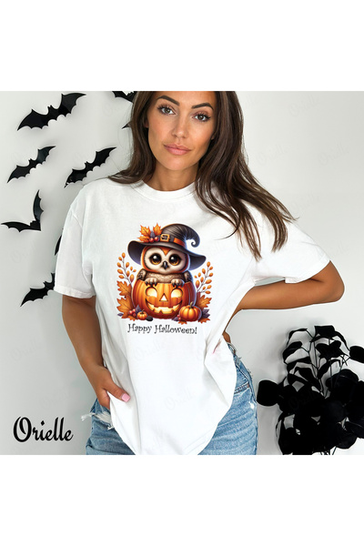 Orielle Tricou cu croială lejeră cu bufniță de Halloween