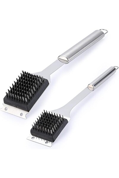 GENERAL 2 Pack Grill Brush and Scraper, 16” & 14” Wire BBQ Grill Brush, 304 S...