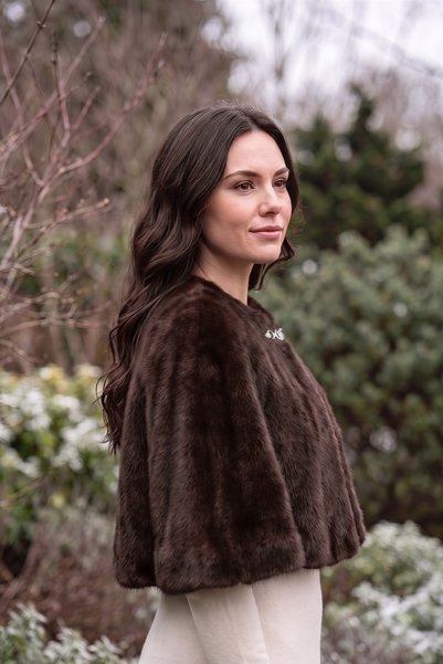 Elegance Scarf Premium Fur Etol Bridal Bolero with Brooch Wedding Dress Bolero Bridal Shawl Bridal Fur Evening Dress Shawl Bitter Brown