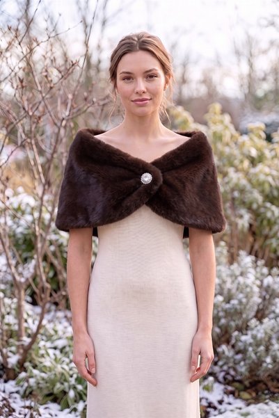 Elegance Scarf Short Fur Etol Bridal Bolero Fur Bolero Bridal Shawl Bridal Fur Shoulder Shawl Evening Dress Shawl Bitter Coffee