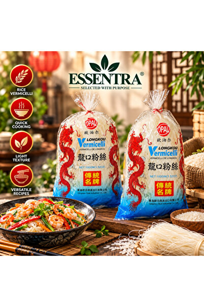 Essentra Home Longkou Vermicelli Çin Usulü İnce Erişte 100 g × 2 – Toplam 200...