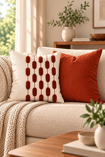 Modamina Σετ 2 Καλύμματα Μαξιλαριών Ριχτάρια με Κέντημα Melodi Punch |   Με φ...