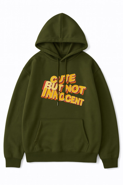 JANTIL MODA Unisex Oversize Φούτερ με κουκούλα και στάμπα, με 3 κλωστές, τσέπ...