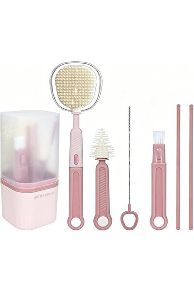 Rubvrenti 6-in-1 Baby Bottle Brush Set, Silicone Bottle Cleaning Kit with Nip...
