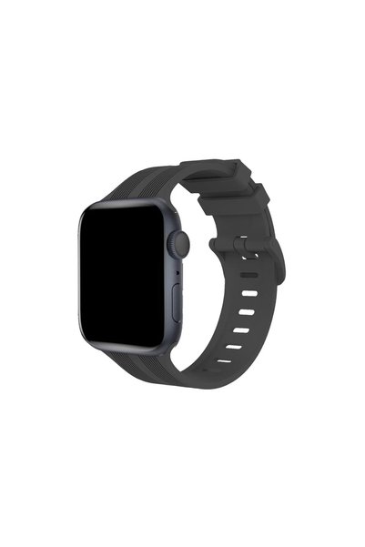 Toptan Bulurum Apple Watch 38mm Kr408 Striped Silicone Band - Dark Gray