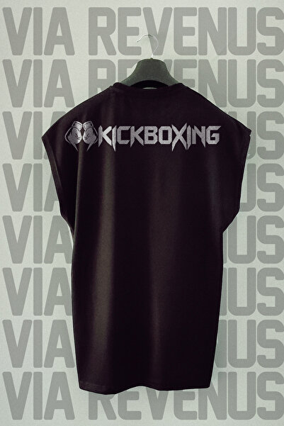 Vordevia تي شيرت رياضي مطبوع على الظهر بدون أكمام وياقة دائرية من نوع Kickboxing