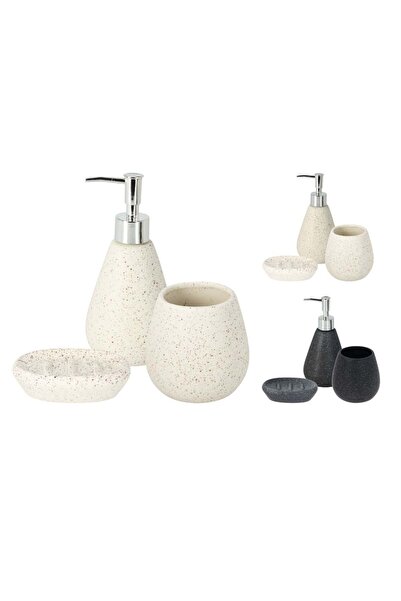Bathroom Solutions Set de accesorii pentru baie din 3 piese, din ceramică, culoare albă, design modern