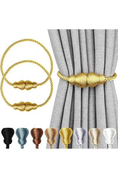 Yelajoy Magnetic Curtain Tiebacks Golden 2pcs, Curtain Tiebacks Buckles Holdb...