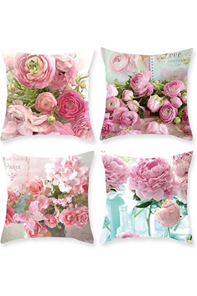 ELECDON أغطية وسائد، 4 قطع، زخرفية بنمط هندسي أصفر ورمادي، مقاس 18 × 18 بوصة،...