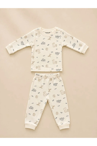 EFU BABY %100 Pamuklu Fil Desenli Bebek Pijama Takım