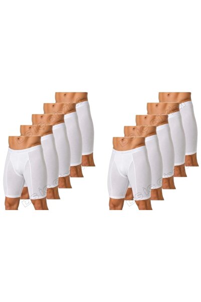 Yıldız Çamaşır 160 Men's Modal Long White Boxer 10 Pieces