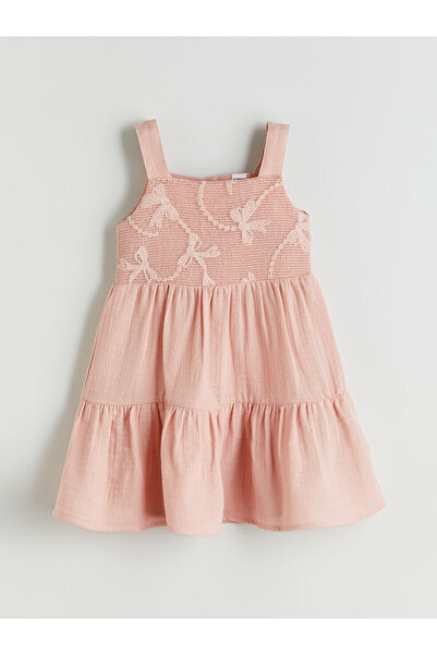 LC Waikiki Alita City Lcw Kids Pink Muslin Plain Girls' Dress with a Difference