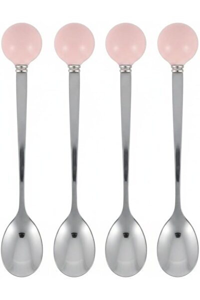 Sweet seven Modern Coffee Stirring Spoon Set, 4-Piece with Ceramic-Like Pink ...