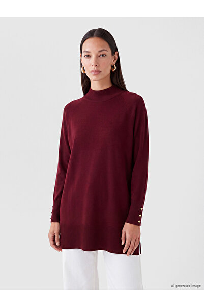LC Waikiki Ozmarka New Season Plum Half Turtleneck Women's Knitwear Tunic