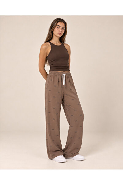 TOP CLOTHE Women's Printed Wide Leg Pants with Elastic Waist and Drawstring