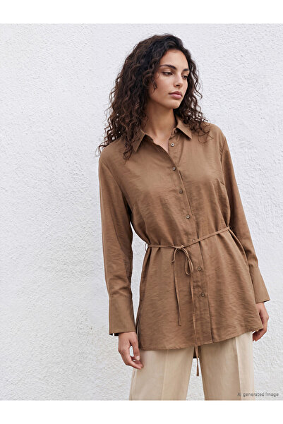 LC Waikiki Lcw Modest Modal Blended Tie-Up Women's Shirt Tunic