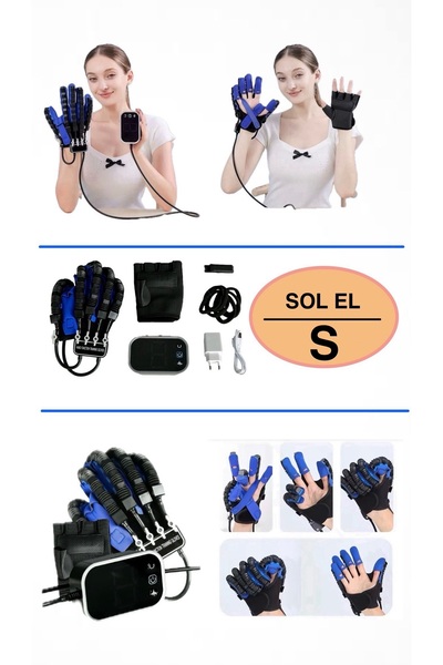 Sol El S Beden - El Egzersiz Rehabilitasyon Destek Robotu | Fizik Tedavi Destekli Akıllı Eldiven - Robot Eldiven