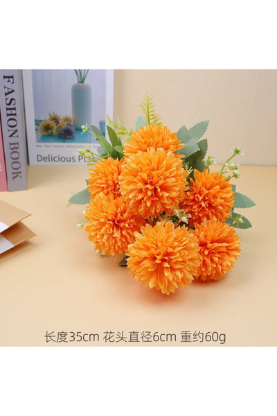 MD Aspiz Flowers Yapay Çiçek 9lu Lüx turuncu kasımpatı Demeti 40 cm ( Saksısı...