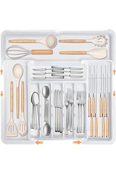 ZERIFAM Cutlery Drawer Organiser, Upgraded Larger Cutlery Drawer Organiser wi...