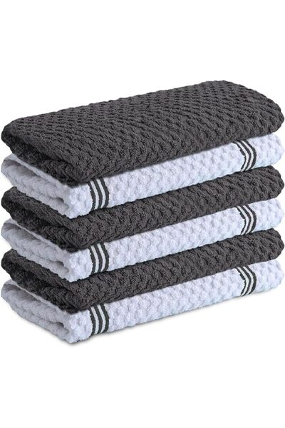 Emeralune 6 Packs Premium Kitchen Towels, 100% Cotton 15" x 25" Absorbent Dis...