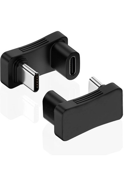 SWIUKPHE قطعتان من محول USB-C بزاوية 180 درجة، محول ذكر إلى أنثى على شكل U بس...