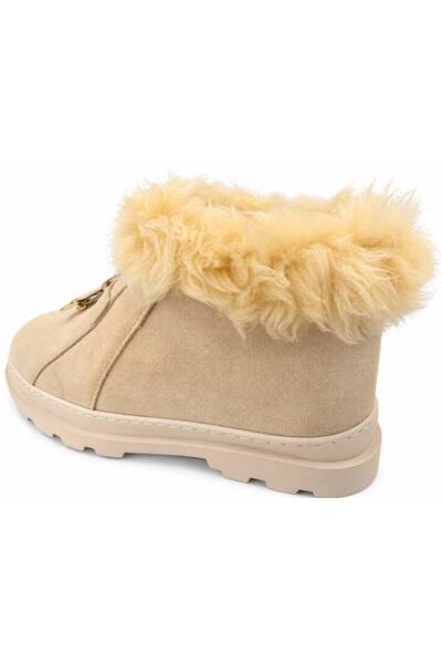 PAPUCUMUN DÜNYASI Women's Fur-Lined Zippered Thick-Soled Winter Boots