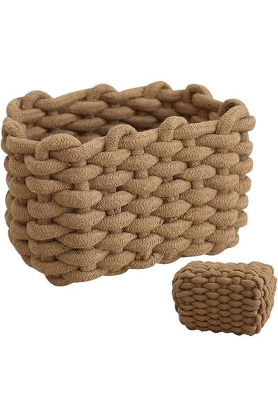 Yelajoy Woven Storage Basket, Handmade Cotton Rope Bin, Decorative Storage Or...