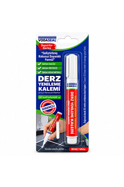 ilyas kayhan 10 Adet Beyaz / Süper Seri Derz Kalemi Su Bazlı - Kokusuz Yedek Uç