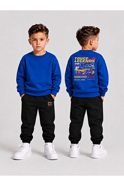LORVEX Boys' Crew Neck Sweatshirt Tracksuit Set 2-Piece Printed Top and Botto...