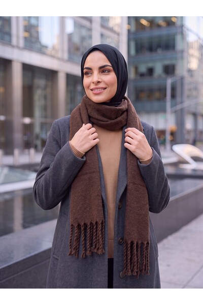 MODA شال كتف منفوش بلون الكرز مستورد - شال كتف ملتوي - شال كتف ناعم بلون الكرز