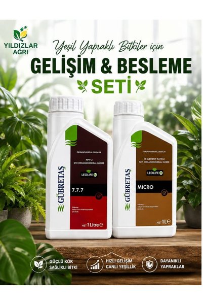 GÜBRETAŞ Yeşil Yapraklı Bitkiler Besleme & Gelişim Seti (Leolife-M 7.7.7 + Leolife-M Micro)