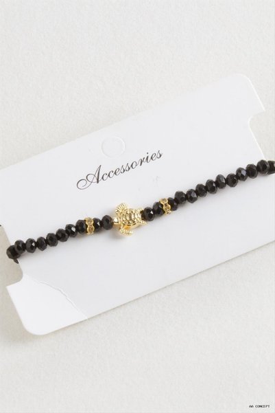 ZERO LAND CONCEPTA Turtle Crystal Macramé Cord (162346) Bracelet, Black