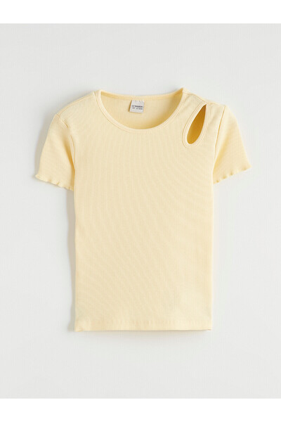 LC Waikiki Two Mt Shop Quality Yellow Oval Collar Girls' T-Shirt