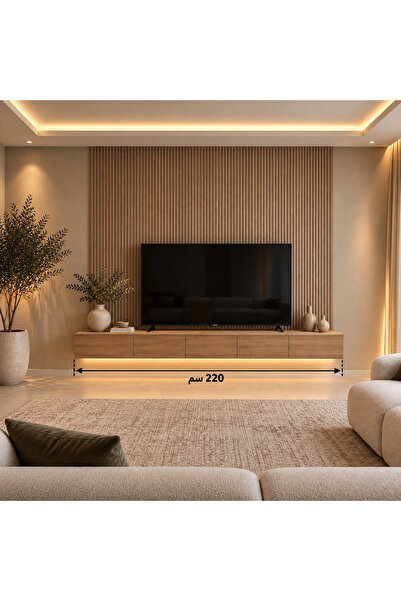 Lumira Home طاولة تلفزيون ، وحدة تلفزيون أنيقة وعملية ، 220 سم مع اضاءة